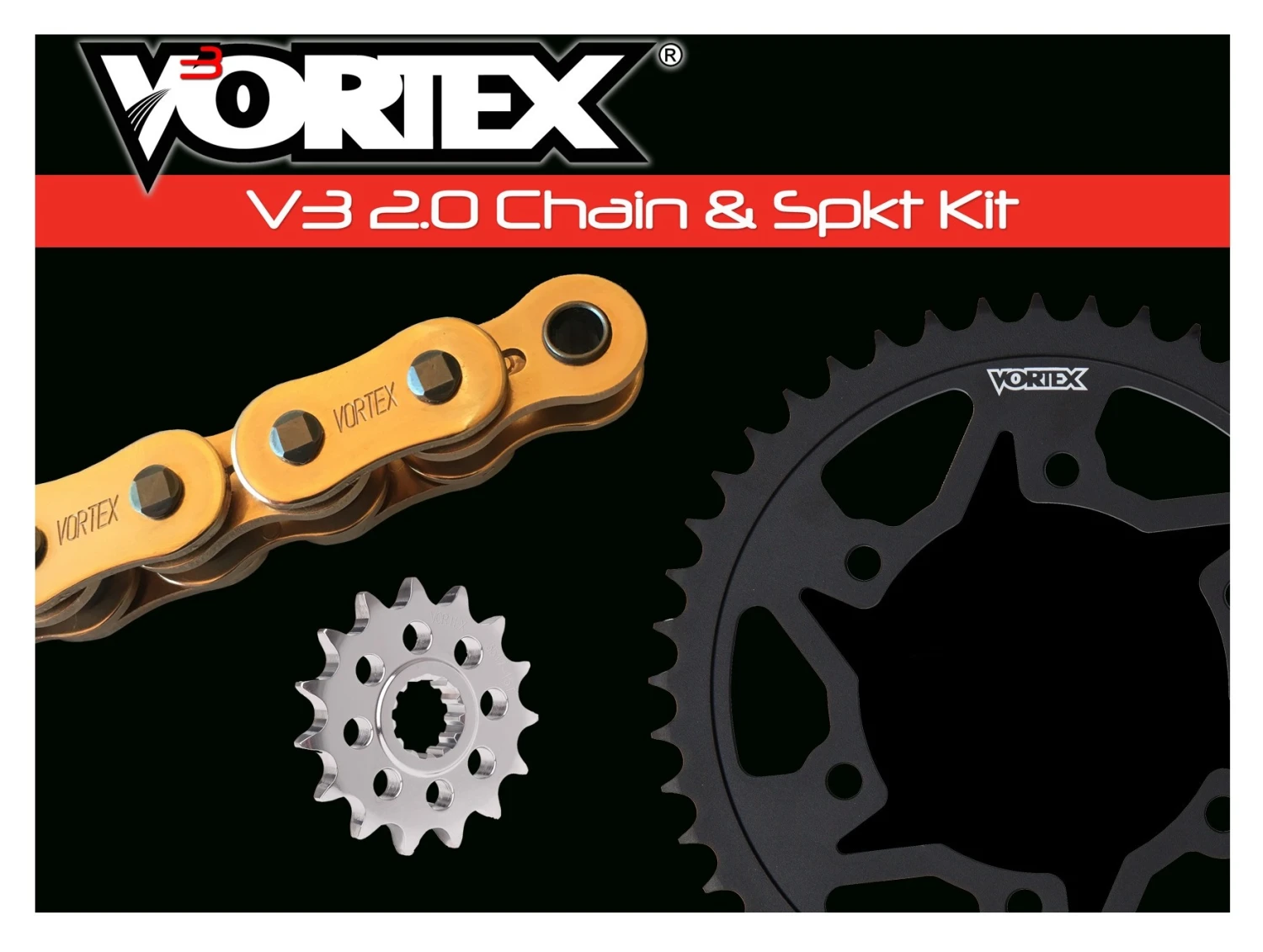 Vortex V3 WSS Chain And Sprocket Kit Kawasaki ZX6 1993-2003 Gold Chain [Previously Installed]