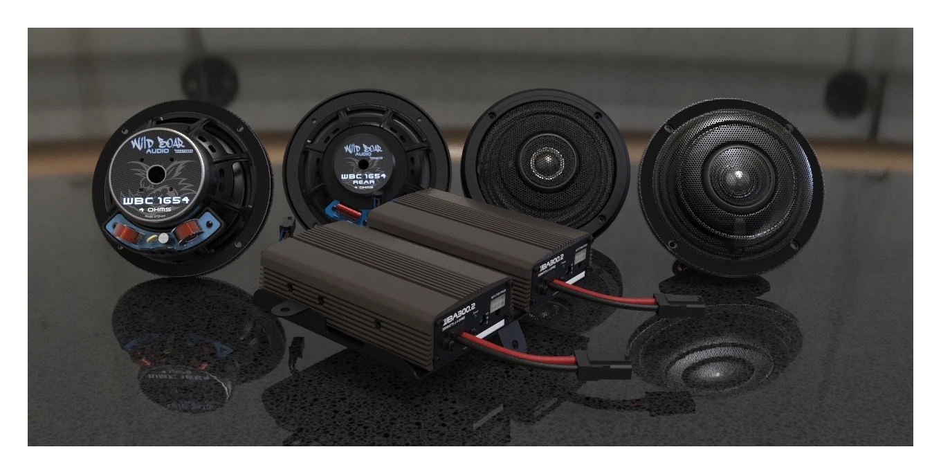 Wild Boar By Hogtunes Front & Rear Speakers & 600 Watt Amp Kit For Harley Touring 2014-2022 - Image 2